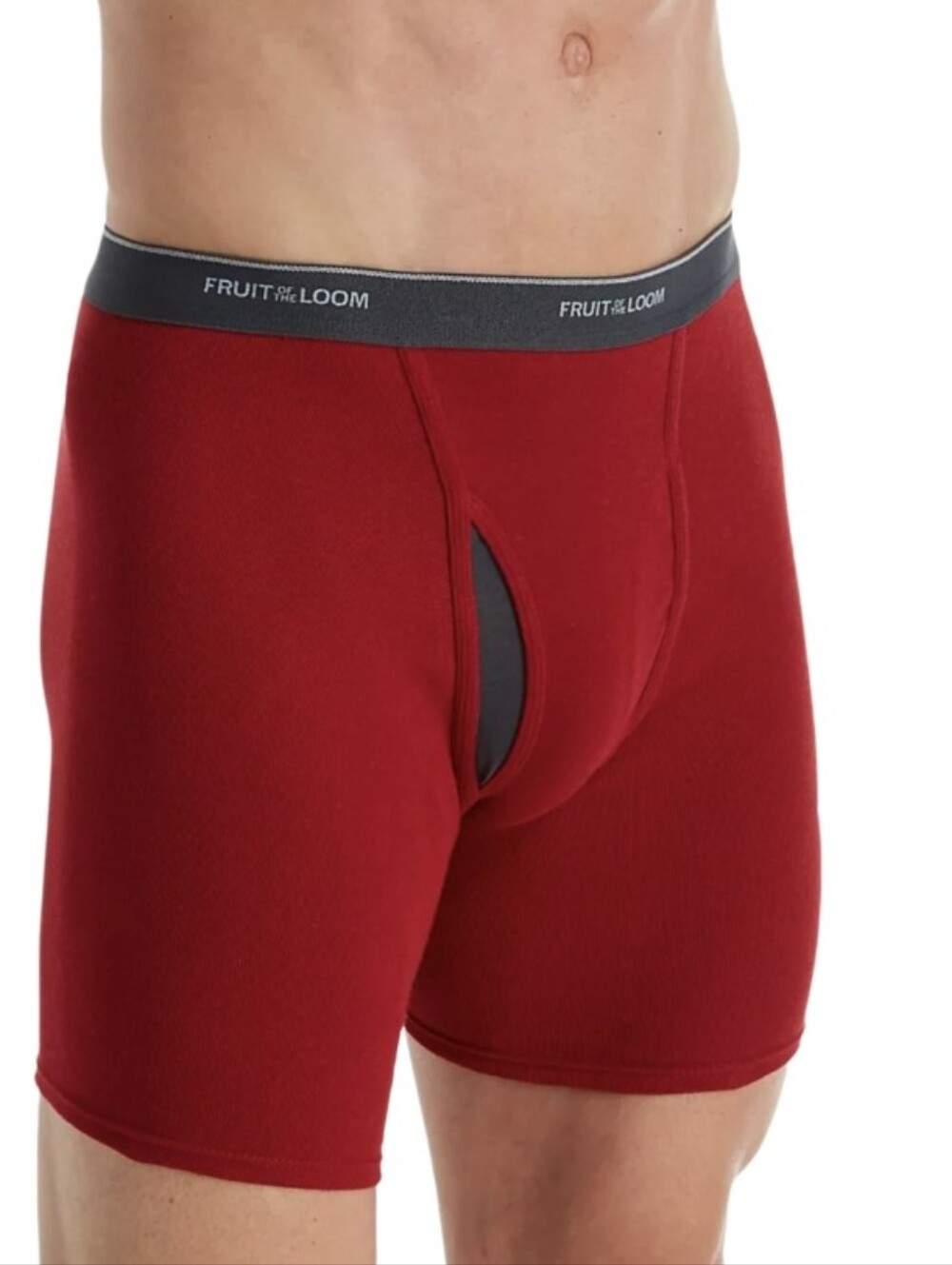 #50001 Fruit of the Loom Red Men's 4pc Boxer Briefs with Contrast Fly